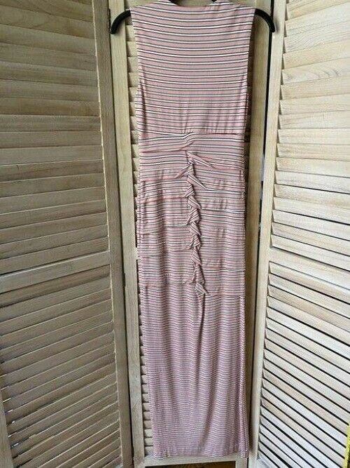 Nicole Miller pink white w new stripe w ruffle detail msrp small long casual max