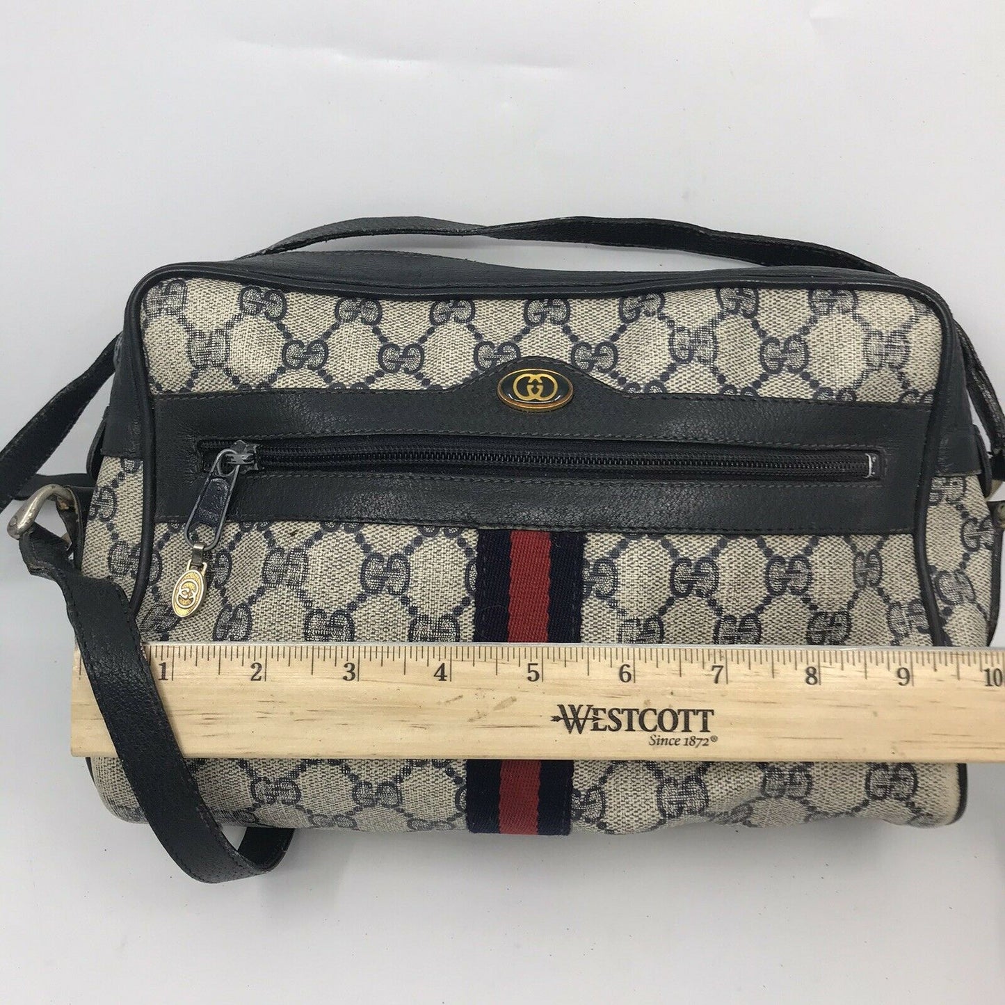 GUCCI Vintage Navy  Shoulder Bag All Over Signature