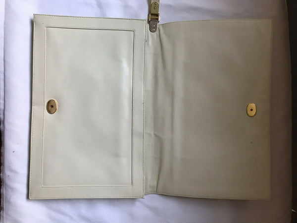 Vintage White Leather Clutch Bag Lou Taudor