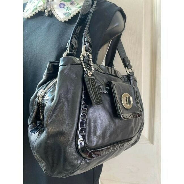 COACH Large Black Leather Shoulder Bag