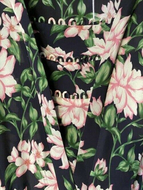 Nicole Miller Black Green Pink New Floral Msrp Short Casual Dress