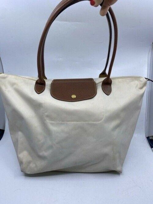 Longchamp Shopping Off White Brown Tote