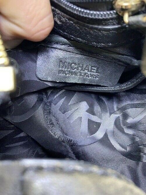 Michael Kors Side Zippers Blkack Leather Shoulder Bag