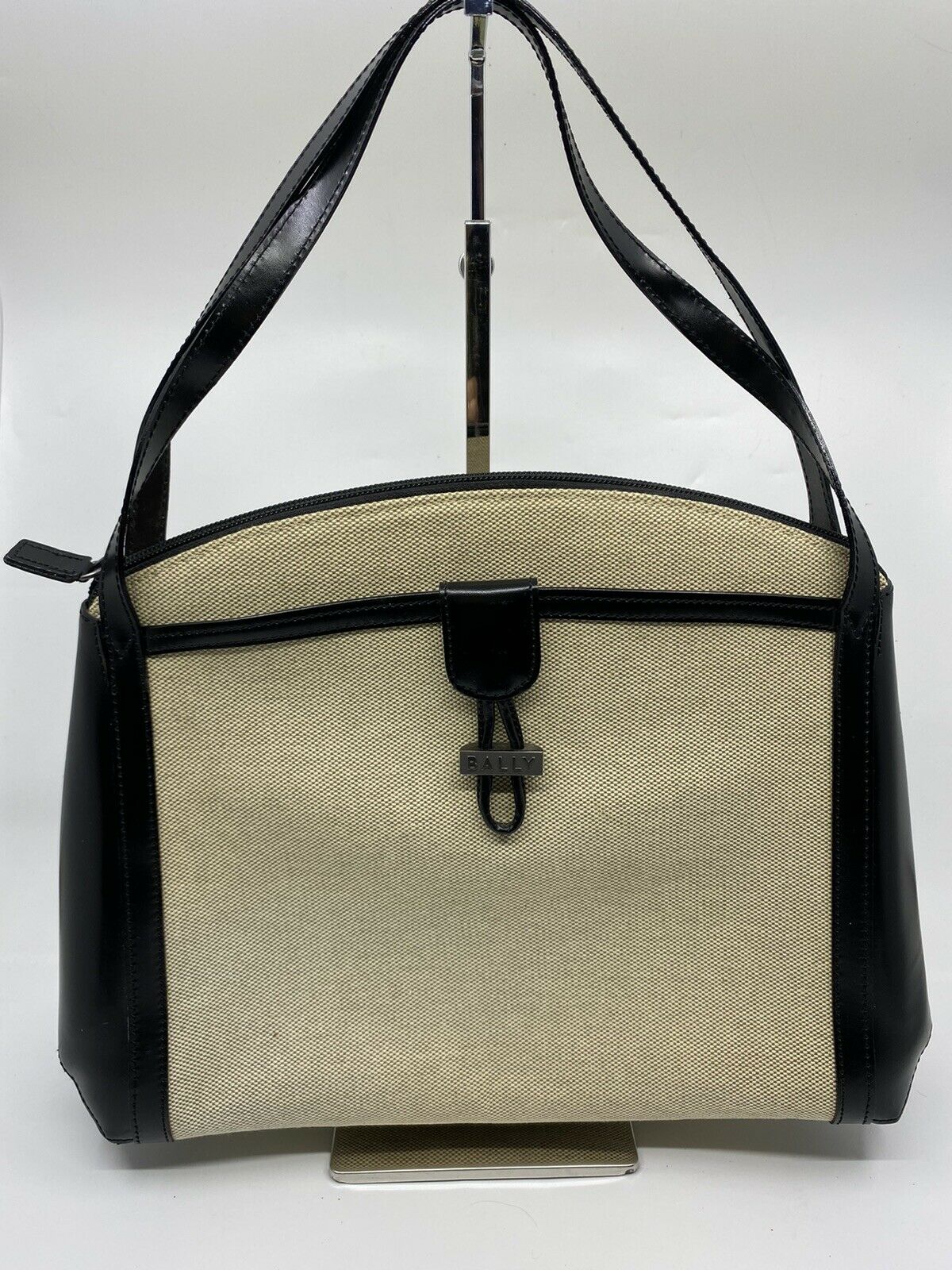 BALLY Vintage/ Khaki Canvas And Lether Handbag