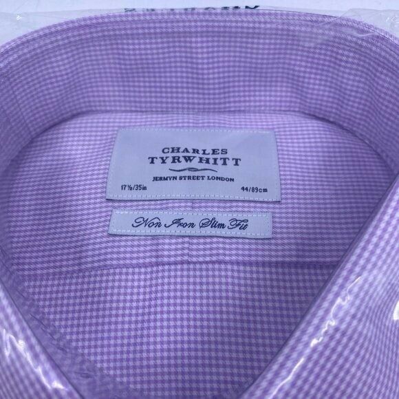 Charles Tyrwhitt Lilac non iron puppytooth slim fit