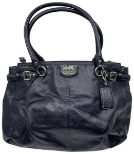 coach large black leather shoulder bag