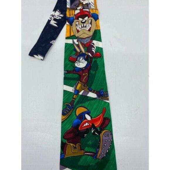 NWOT Looney Tunes Green Blue Red Neck Tie Silk