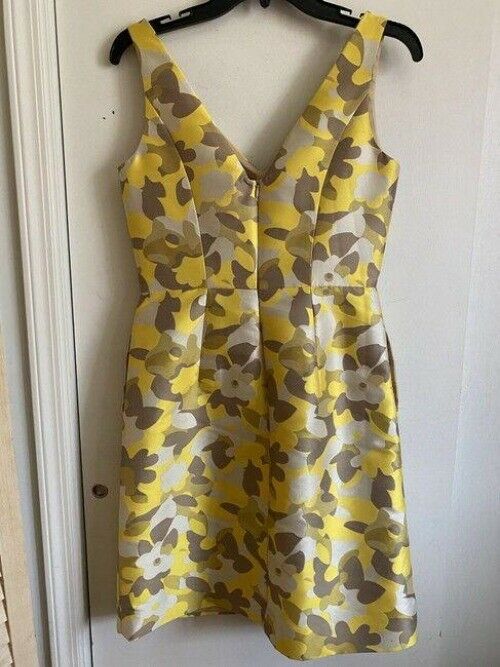 milly yellow white tan new printed msrp short formal dress
