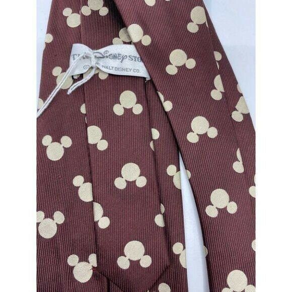 NWOT Disney Novelty Brown Beige Neck Tie 100% Silk