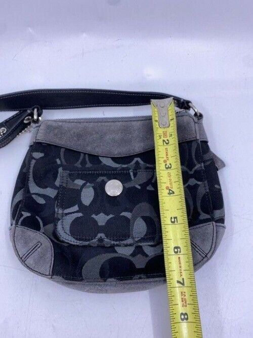coach mini bag black gray fabric tote