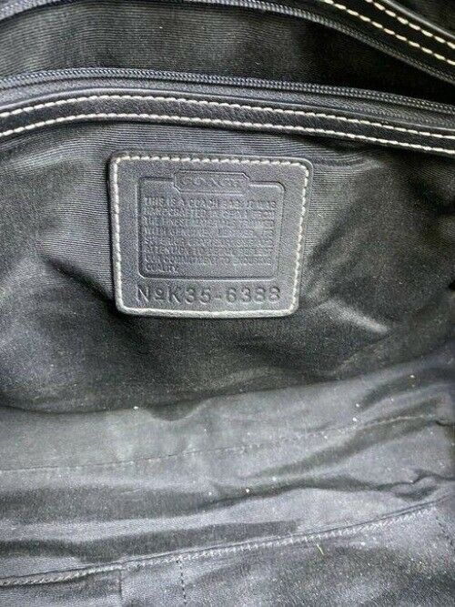coach bag beige black fabric tote