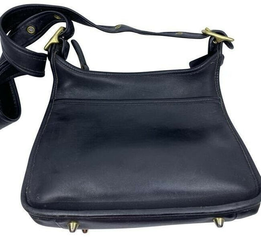 coach vintage medium black leather cross body bag