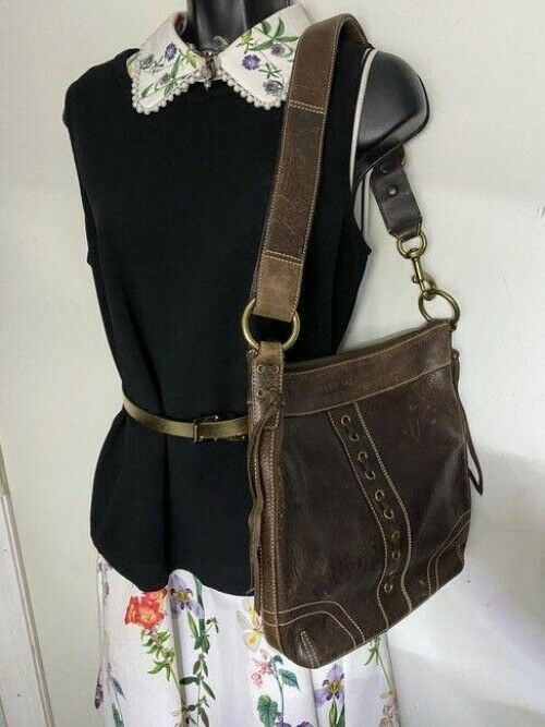 coach brown leather cross body bag