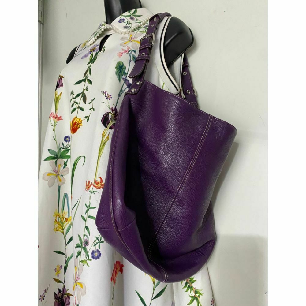 Tignanello Purple Leather Shoulder Bag