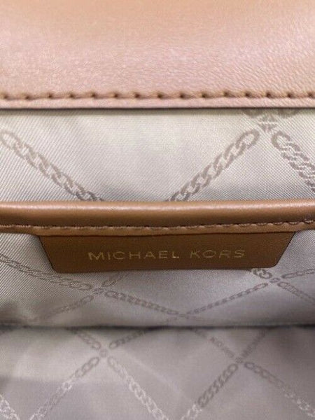 Michael Kors New Medium Logo Allover Brown Coated Canvas Cross Body Bag