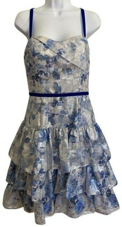 marchesa blue white nwot notte blue short formal dress