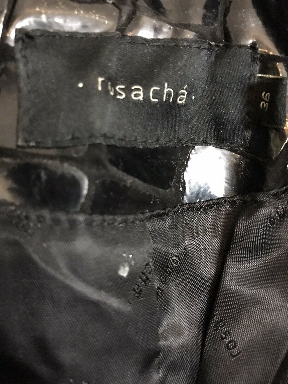 ROSA CHA Black Croc  Embossed Bomber Jacket Small