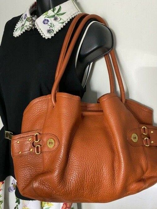 cole haan xl orange leather shoulder bag