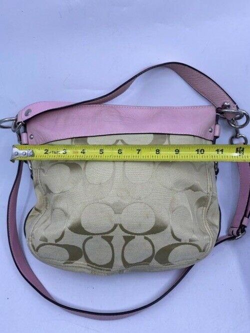 Coach Pink Beige Fabric Cross Body Bag