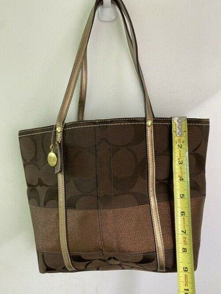 coach bag large brown fabric tote
