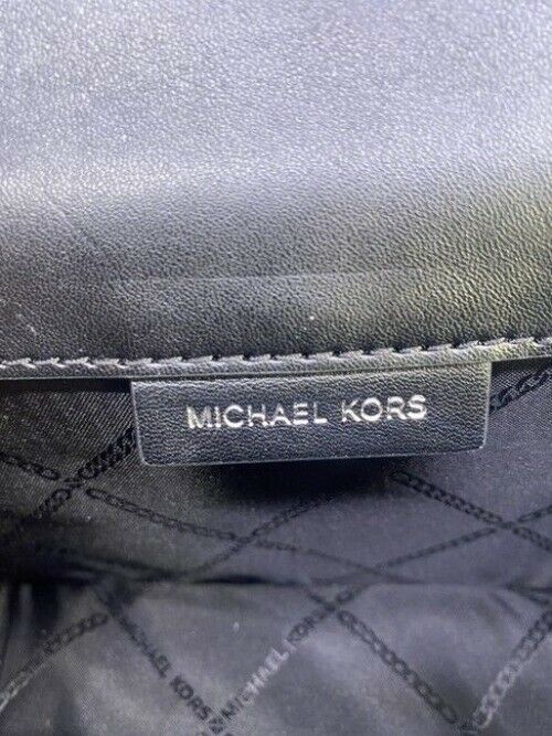 Michael Kors New Ginny Medium Logo Black Coated Canvas Cross Body Bag