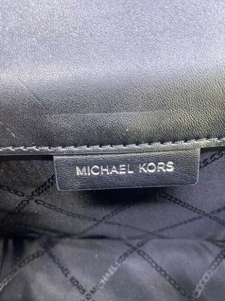 Michael Kors New Ginny Medium Logo Black Coated Canvas Cross Body Bag