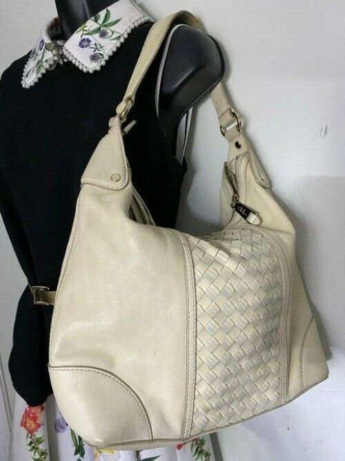 cole haan xl cream leather shoulder bag
