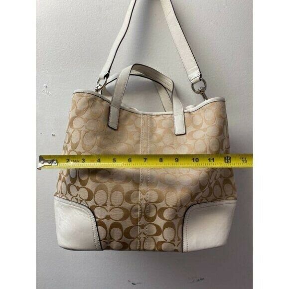 NWT Coach Tan White Fabric Tote Bag MSRP $328