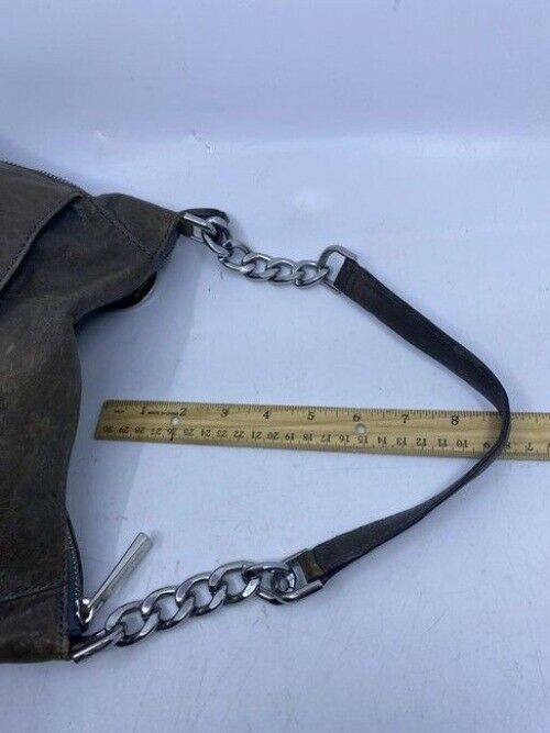 Michael Kors Odette Zip Medium Convertible Pearl Gray Leather Shoulder Bag