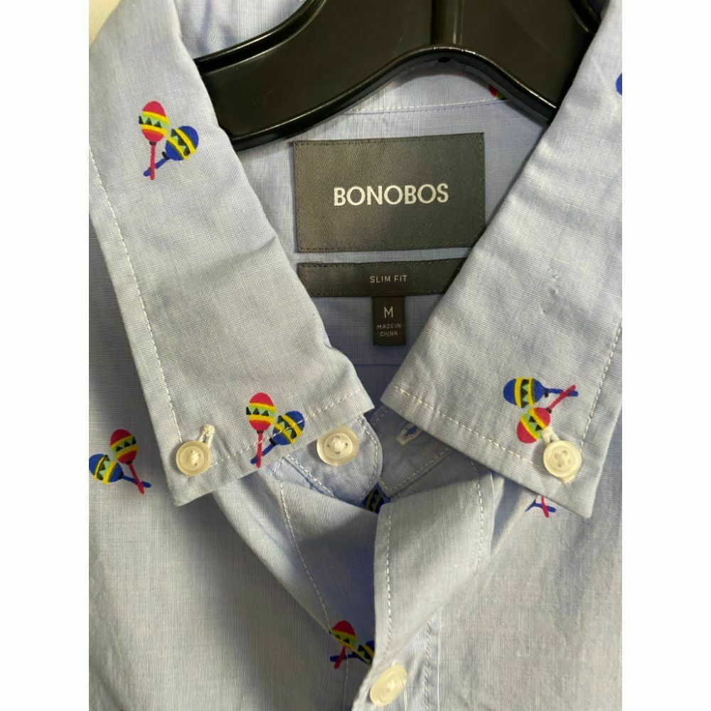 BONOBOS Light Blue Printed Long Sleeve Button Down Shirt Size M