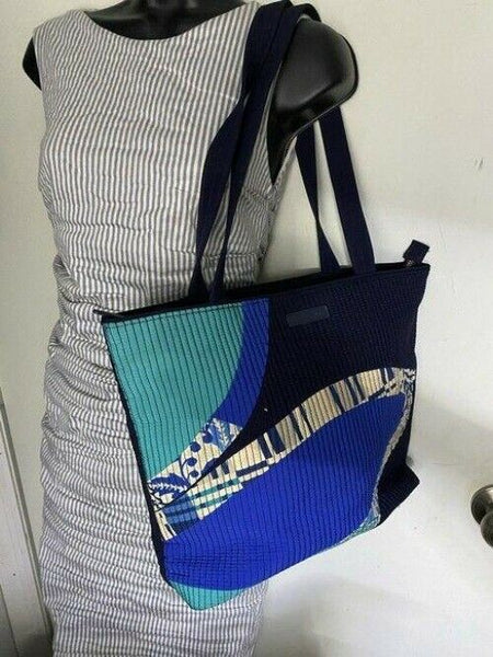 Vera Bradley Large Quilted Navy Blue White Shoulder Bag