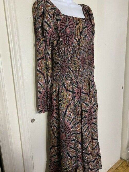 nicole miller multicolor new paisley smocking msrp long formal dress