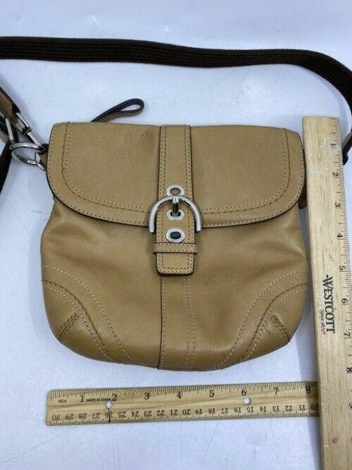 coach small tan leather cross body bag