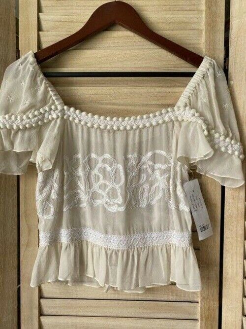 Nicole Miller white beige msrp small blouse