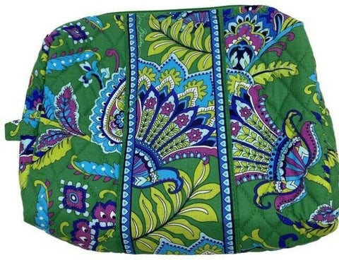 vera bradley green blue purple quilted fabric cosmetic bag