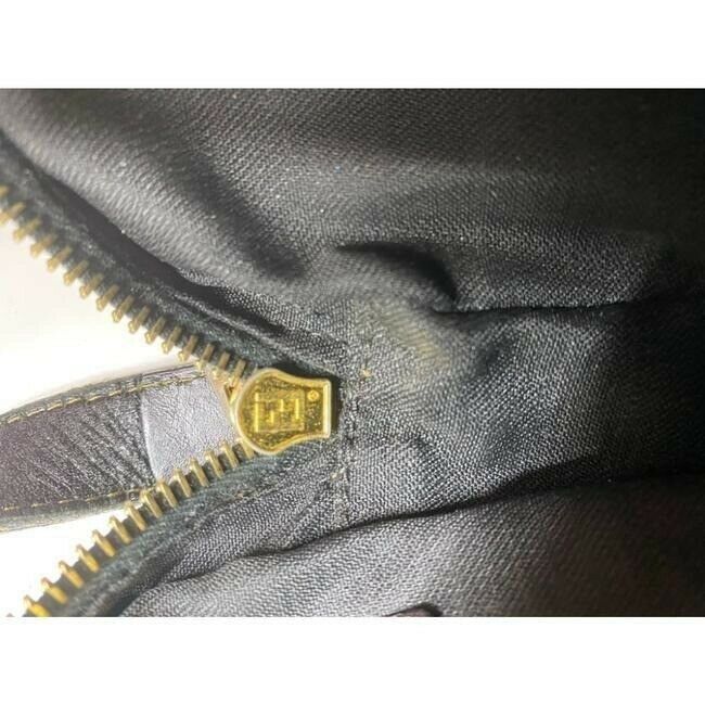 Fendi Vintage Signature Stripe Coated Canvas Brown Tan Shoulder Bag