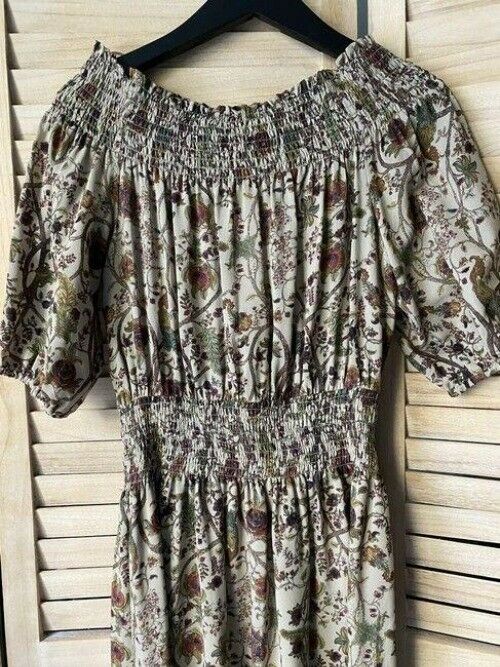 Nicole Miller Multicolor New Floral Smocking Msrp Mid Length Short Casual Dress