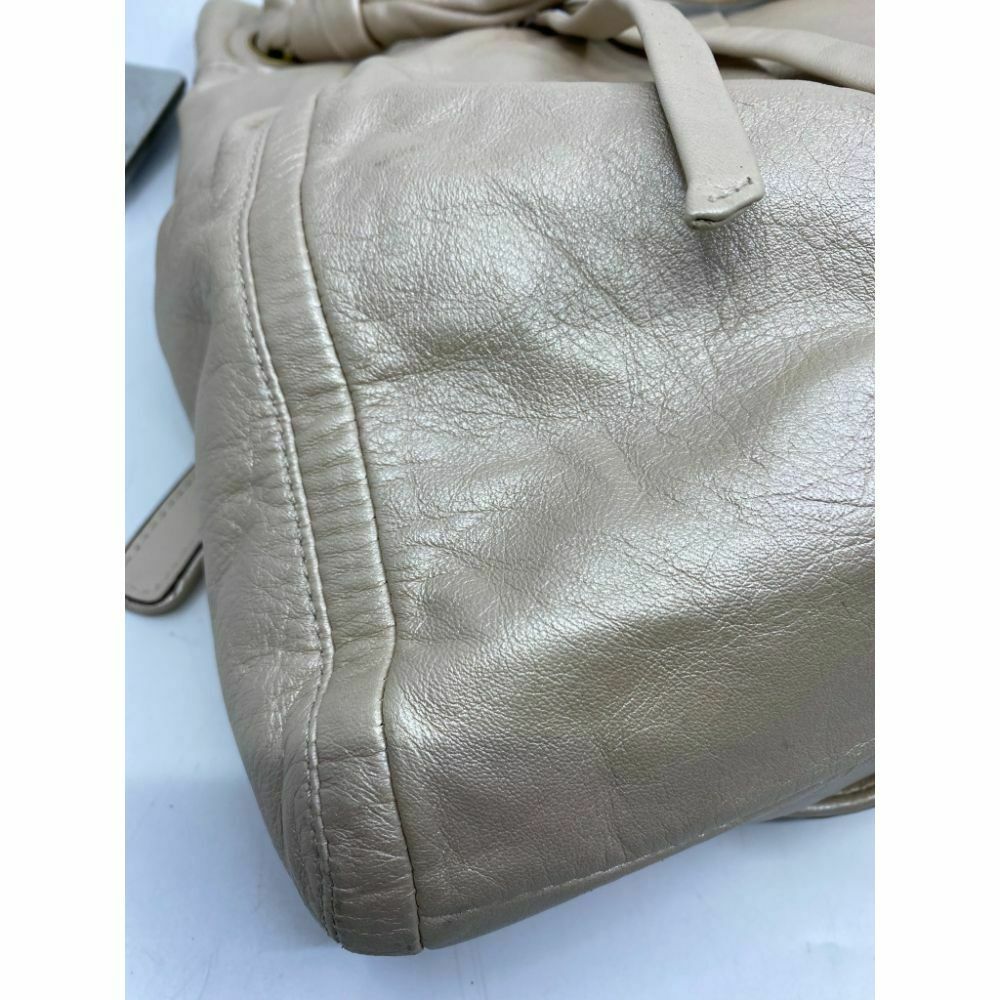 COACH XL Leather Cream Silver Shoulder Bag Very Good Condition