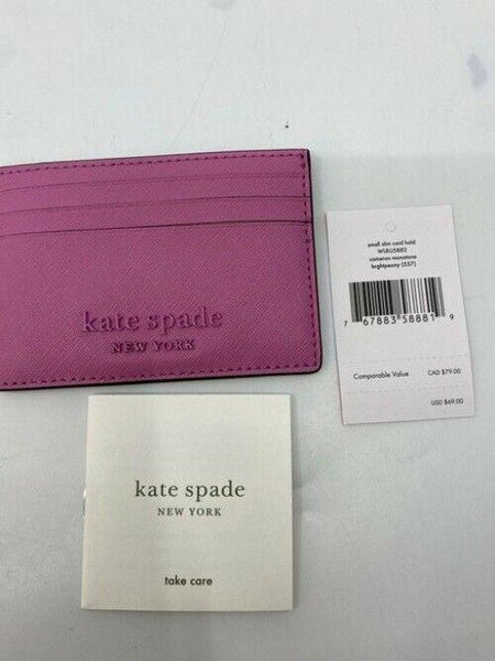 kate spade purple pink slim leather cardholder wallet