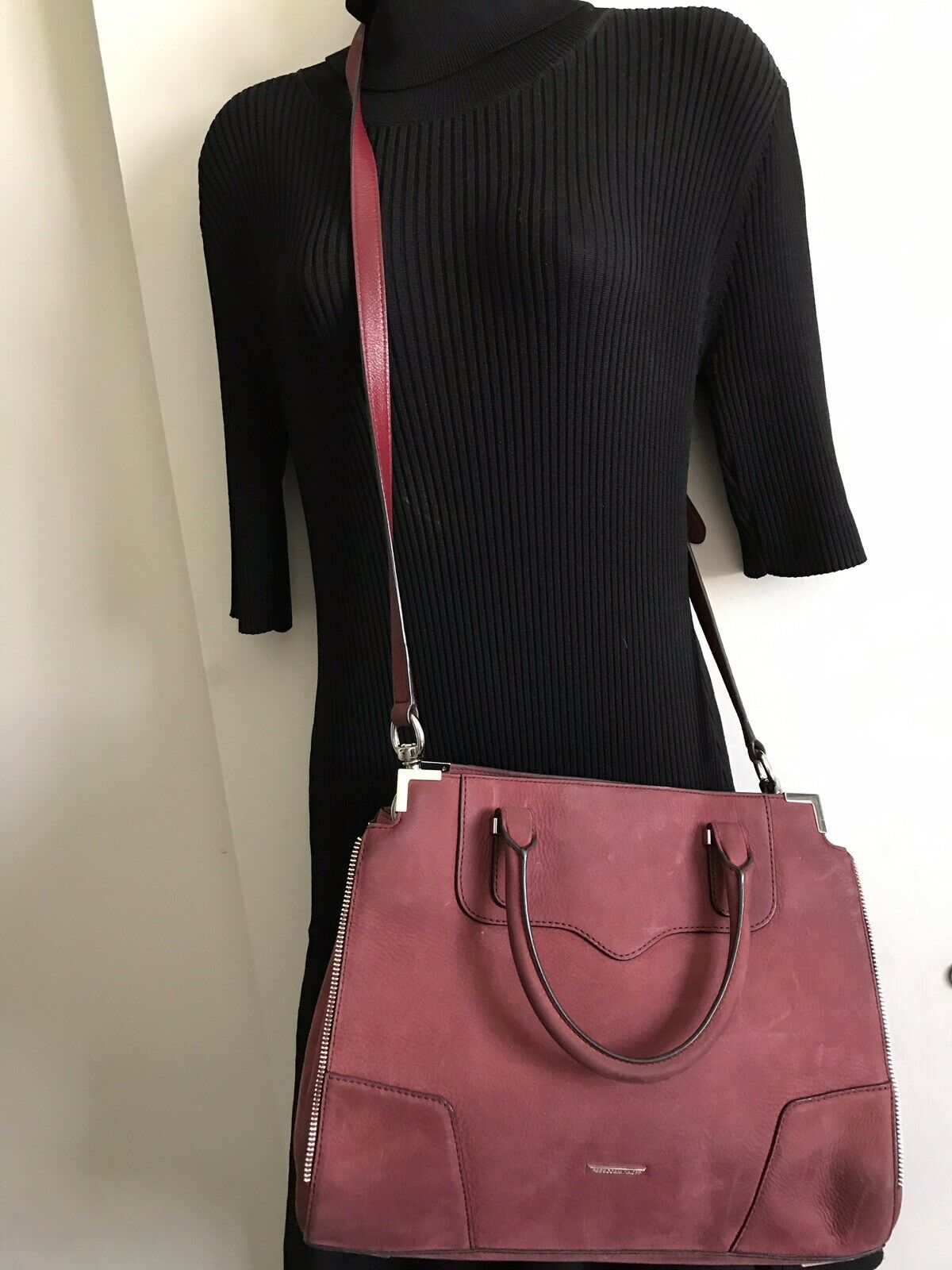 REBECCA MINKOFF Red Suede Tote Bag