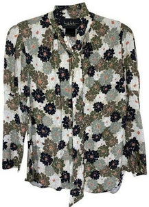 nicole miller multicolor new ls floral msrp sample small blouse