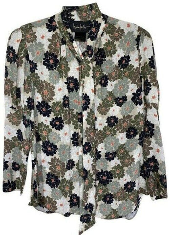 nicole miller multicolor new ls floral msrp sample small blouse