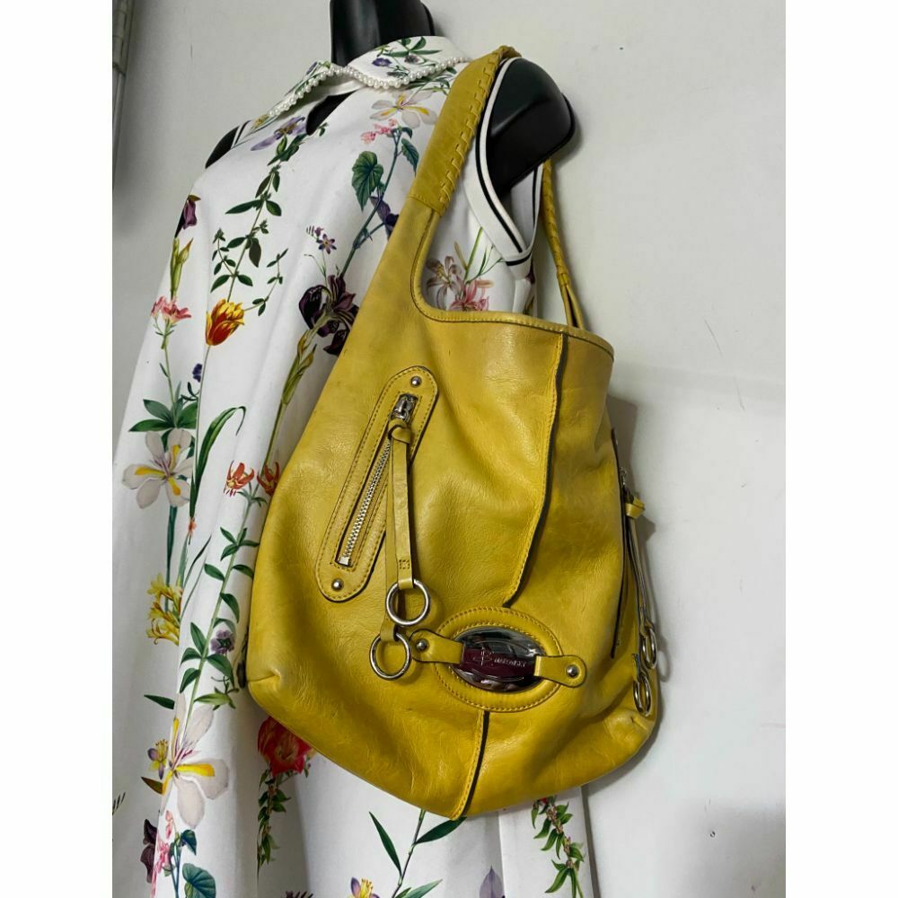 B. makowsky Yellow Leather Shoulder Bag