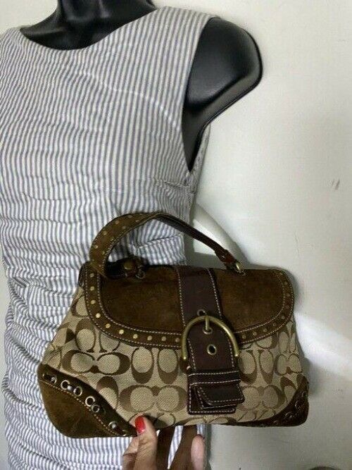 Coach Small Handbag Brown Beige Hobo Bag