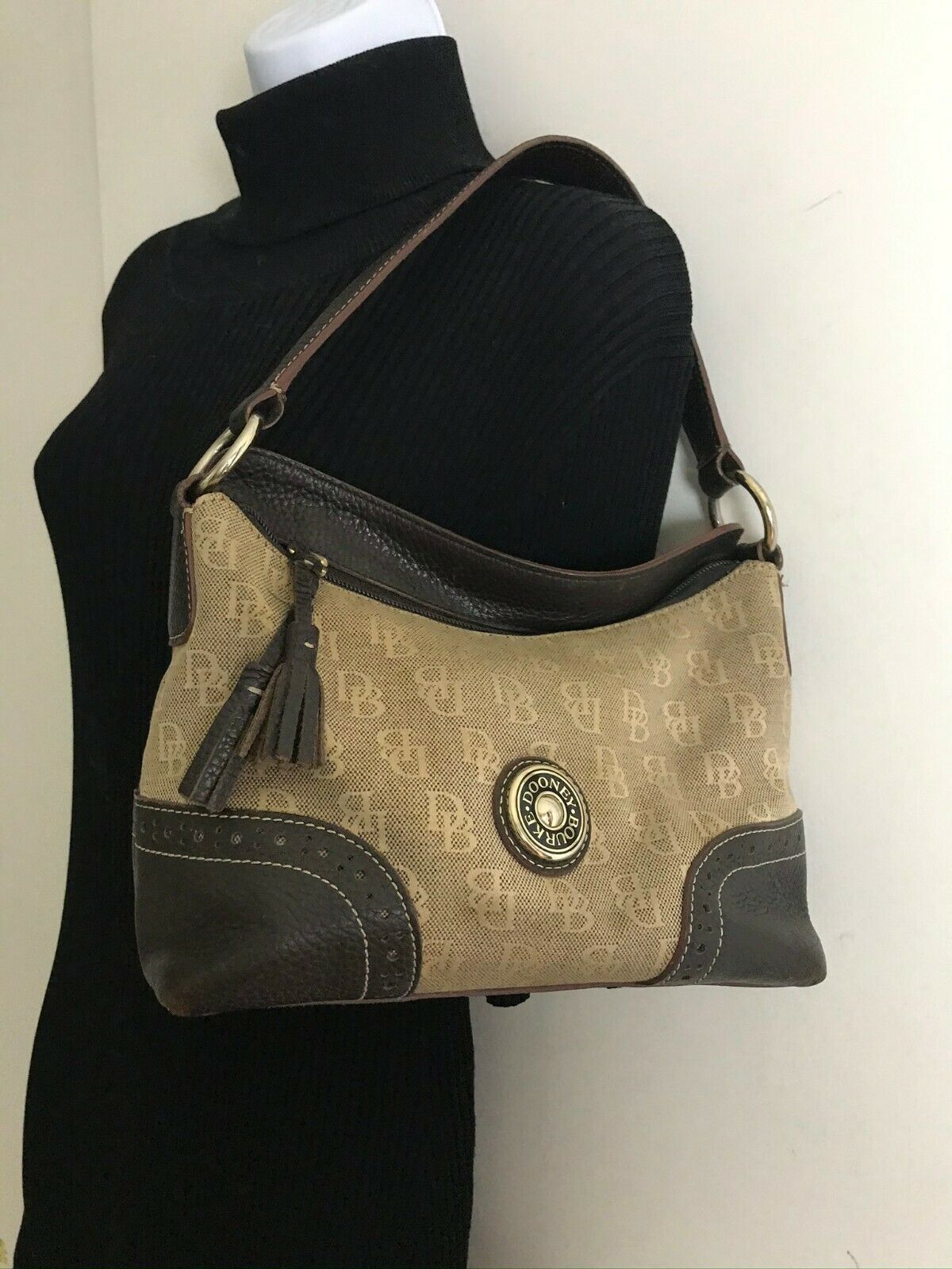 Dooney & Bourkek Brown/Tan Medium Canvas Tote