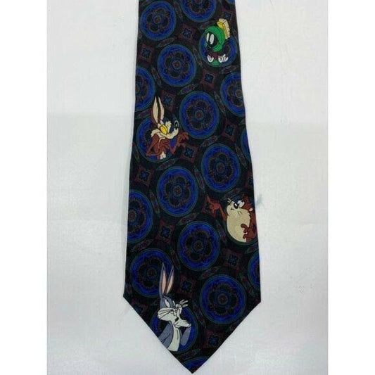 NWOT Looney Tunes Neck Tie Navy Diamond Circles