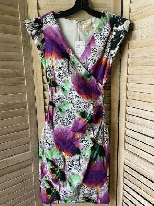 Nicole Miller multi color metal sheath small short formal dress