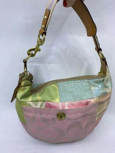 Coach Small Handbag Pink Green Blue Hobo Bag