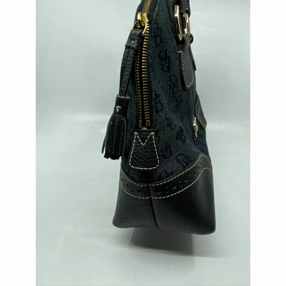 Dooney & Bourke Over Signature Fabric Size M Gray Black Shoulder Bag