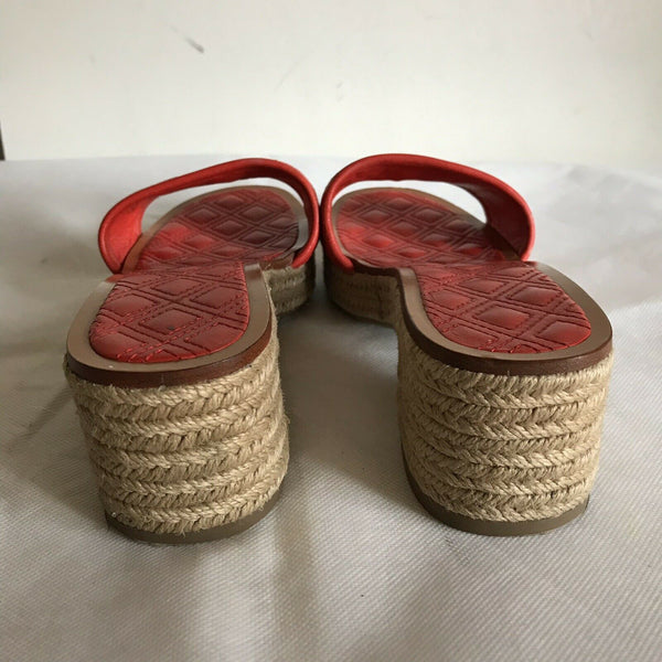 TORY BURCH Orange lamb Leather Slip On Sandals 6.5